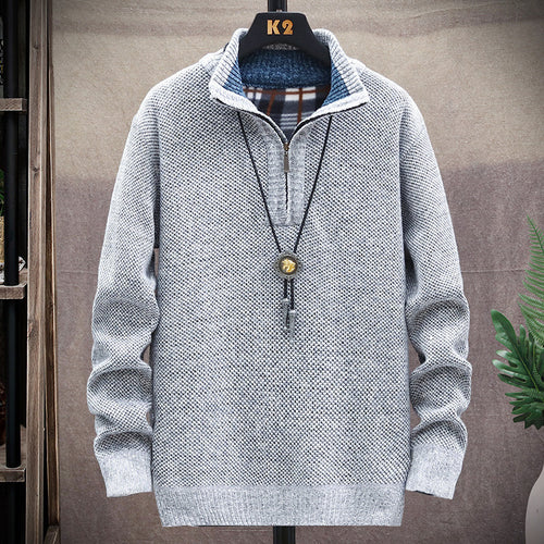 Half-zip knitted sweater for men with varied textures Lune London