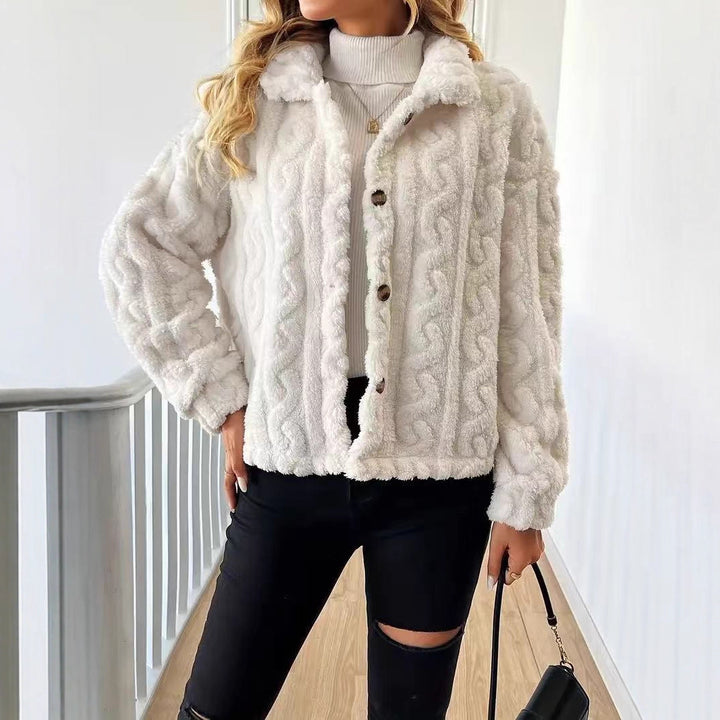 Women's cozy fleece jacket with wave pattern Lune London