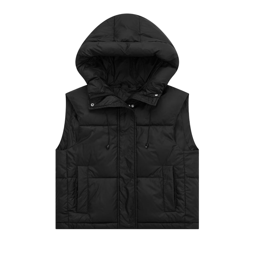 Ladies quilted gilet with hood and practical pockets Lune London