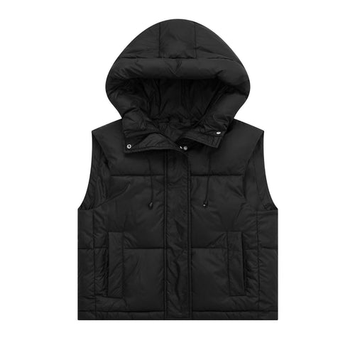 Ladies quilted gilet with hood and practical pockets Lune London