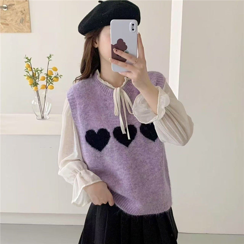 Pull en maille pour femmes avec motif cœur Chic & Stil