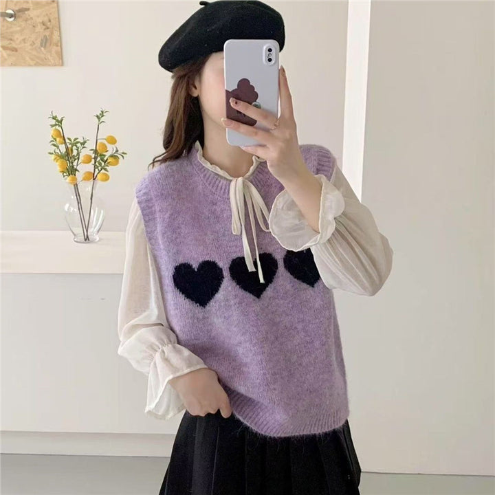 Pull en maille pour femmes avec motif cœur Chic & Stil