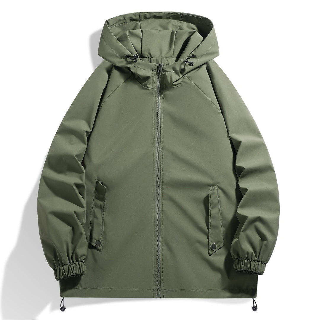Functional men's jacket with adjustable hood collar and elastic sleeve cuffs Lune London