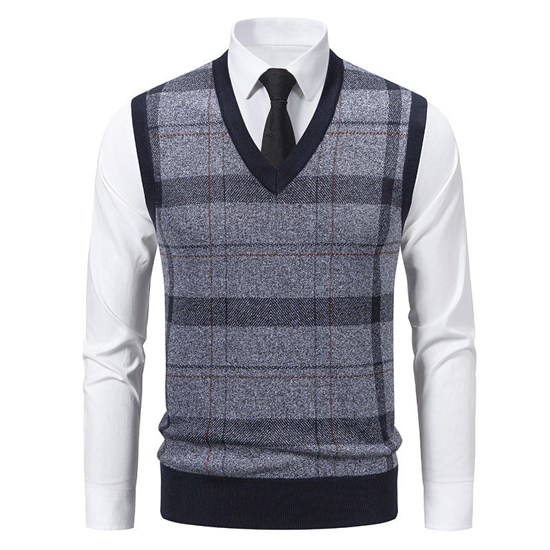Knitted vest for men with a modern checkered pattern Lune London
