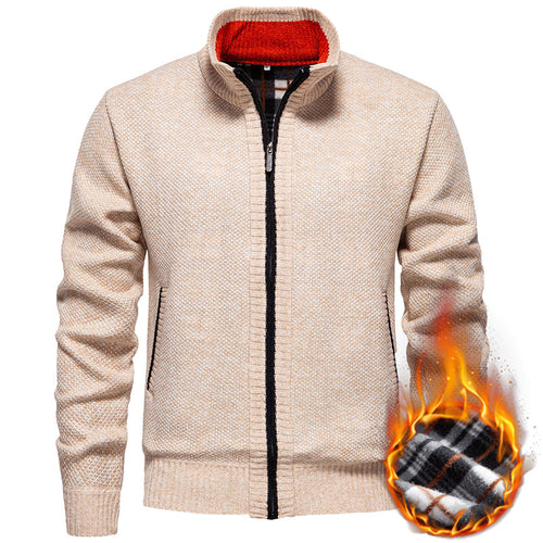 Stylish knitted jacket for men with high collar and practical pockets Lune London