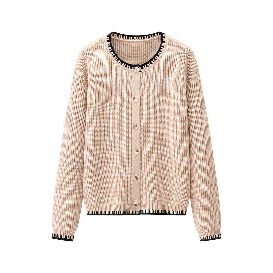 Cardigan for women with a fine ribbed texture and a stylish contrasting finish Lune London