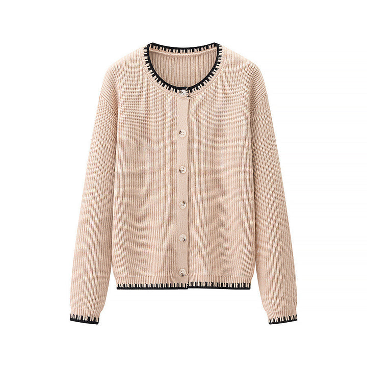 Cardigan for women with a fine ribbed texture and a stylish contrasting finish Lune London
