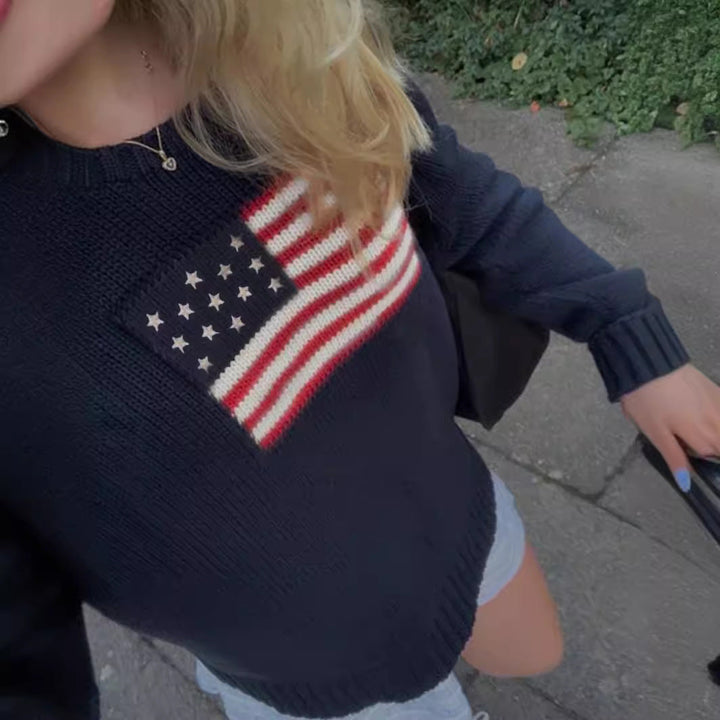 Lune London | Women's Knit Sweater with American Flag Design