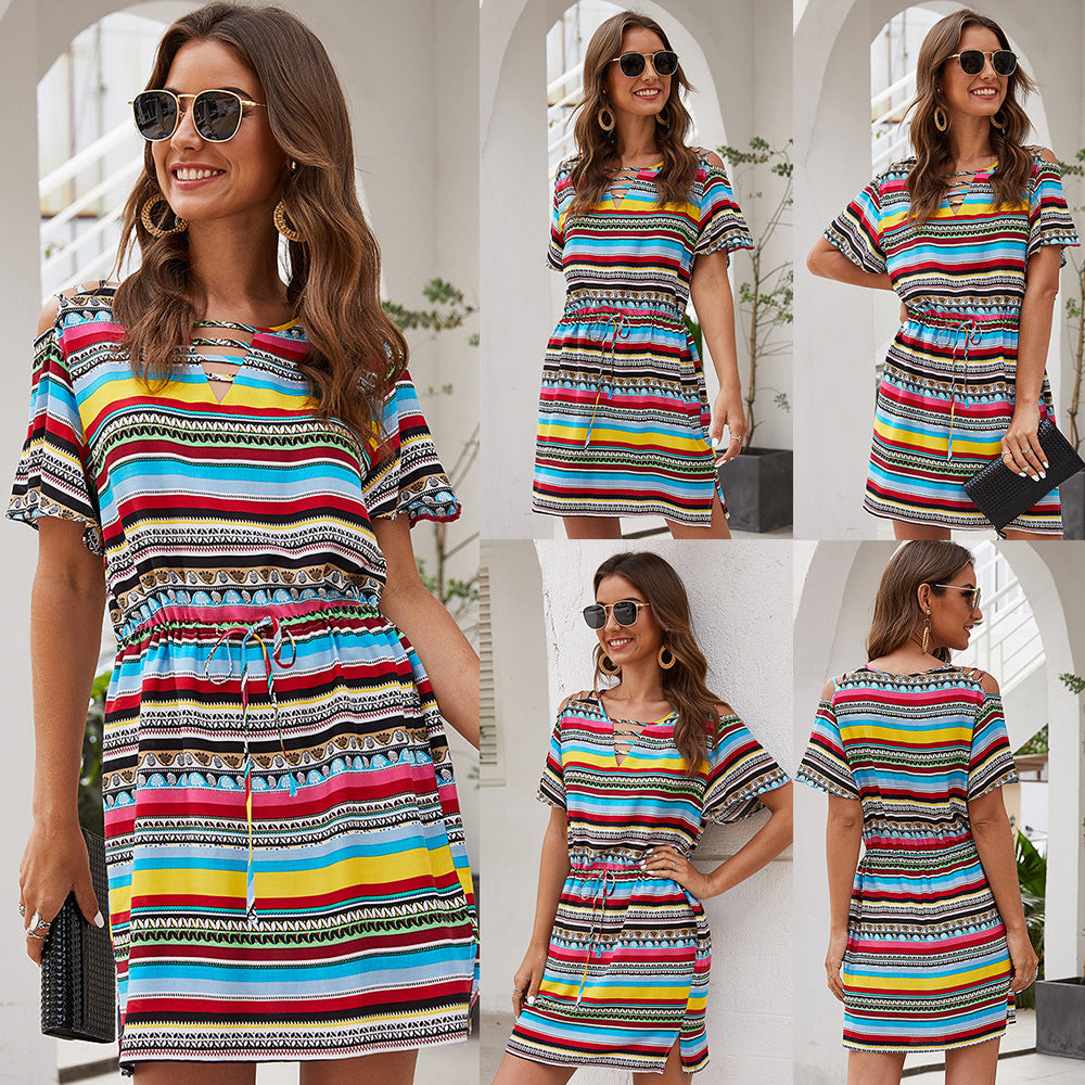 Casual dress for women with elastic waist tie and side pockets Lune London
