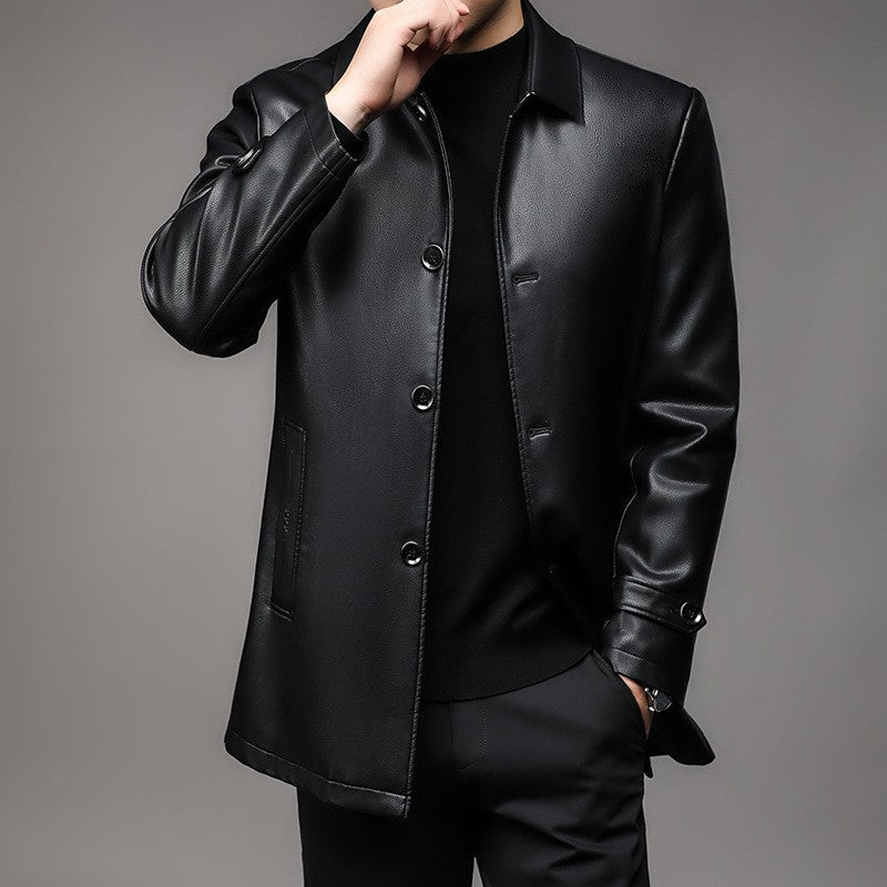 Faux leather jacket for men with elegant cut and practical pockets Lune London
