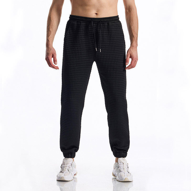Casual pants for men with textured surface and elastic waistband Lune London