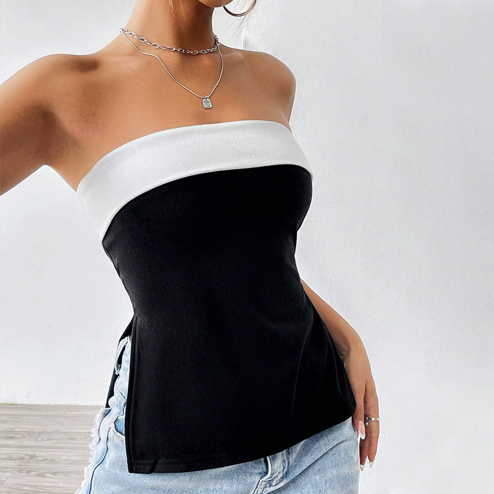 Débardeur pour femmes avec une silhouette ajustée et un design contrasté élégant Chic & Stil