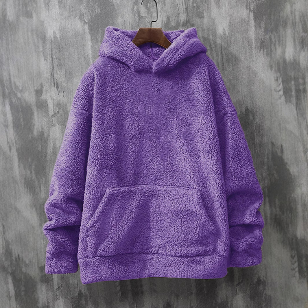 Ladies Cozy Fleece Pullover with Hood and Practical Pockets Lune London
