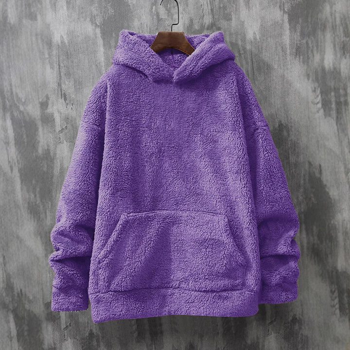 Ladies Cozy Fleece Pullover with Hood and Practical Pockets Lune London