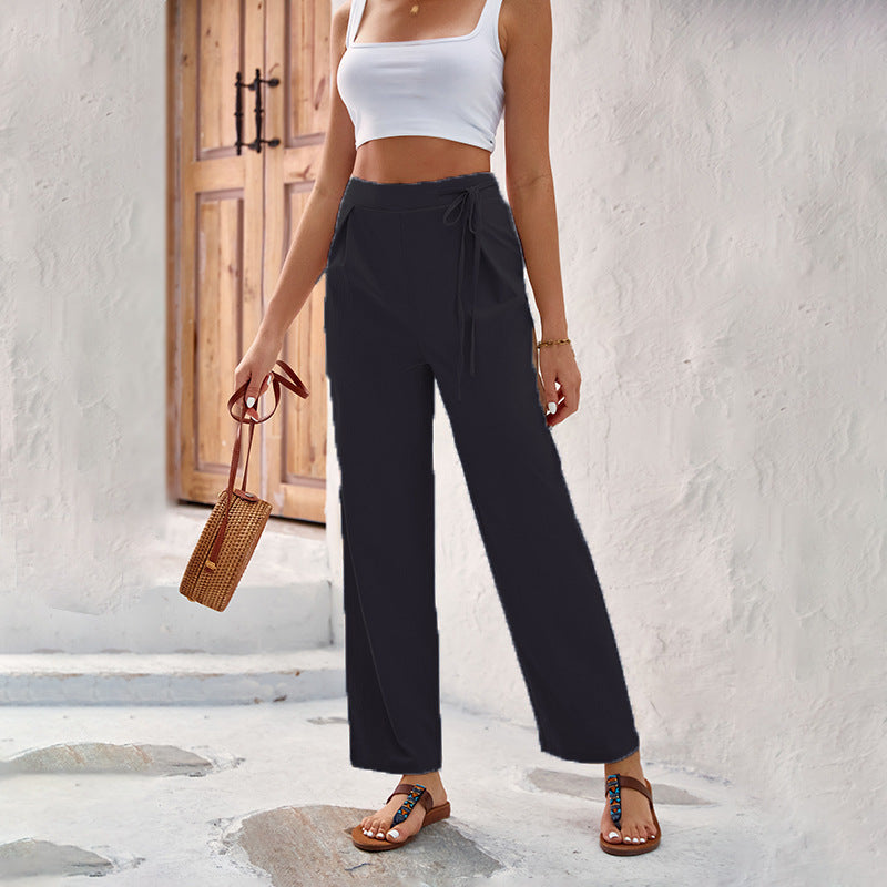 Women Elegant and Comfortable Wide Leg Pants with Tie Lune London