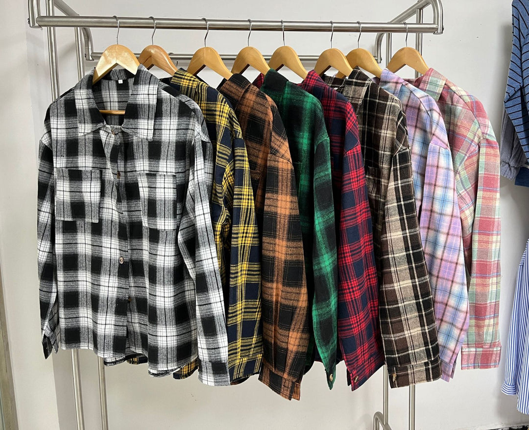 Plaid overshirt jacket for women with a relaxed fit and practical pockets Lune London