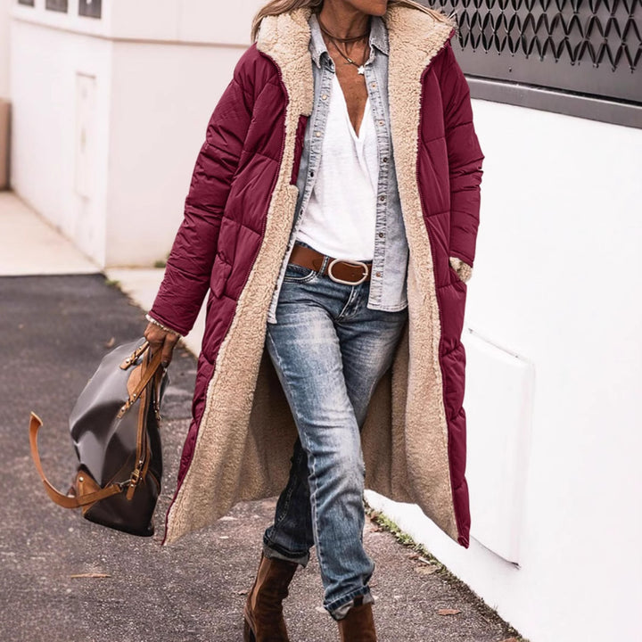 Ladies long jacket lined with teddy fur lining Lune London