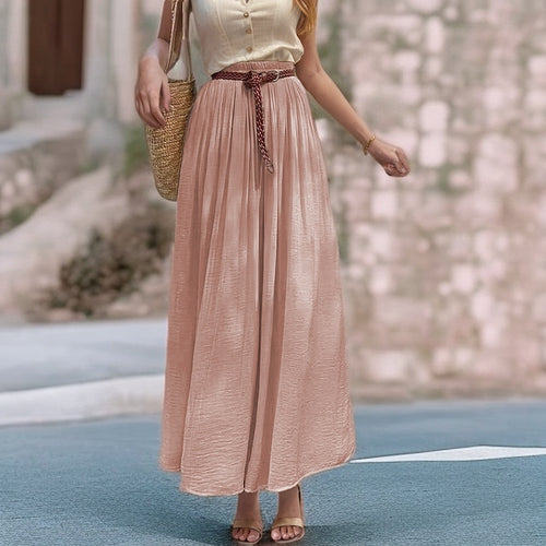 Long Maxi Dress for Women with Elastic Belt and Fluid Fabric Lune London