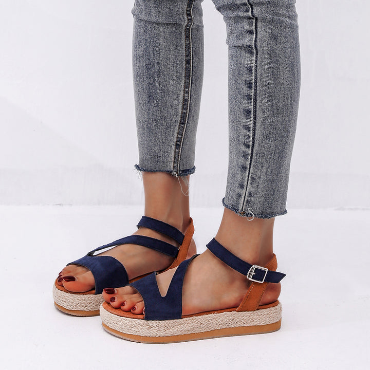 Elegant and comfortable wedge heel sandals for ladies with adjustable strap Lune London