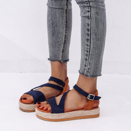 Elegant and comfortable wedge heel sandals for ladies with adjustable strap Lune London
