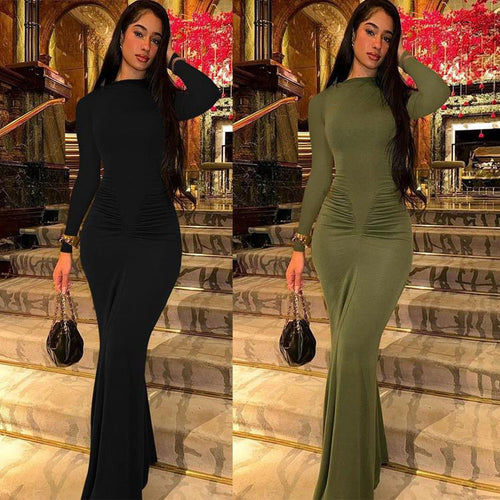 Elegant maxi dress for women with gathers and long sleeves Lune London