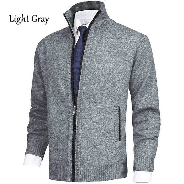 Men's knitted jacket with high collar and zipper Lune London