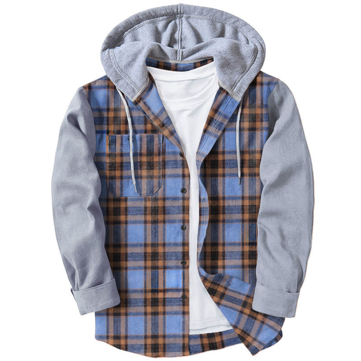 Casual flannel shirts for men with hood and two patch pockets Lune London