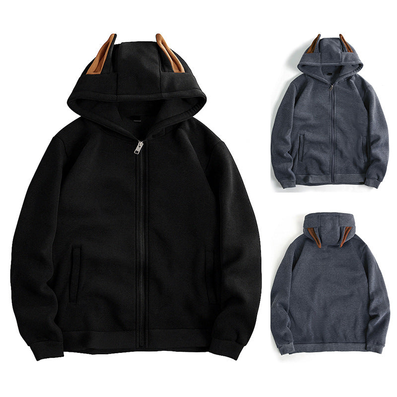 Hooded jacket for women with creative ear details and a practical zipper Lune London