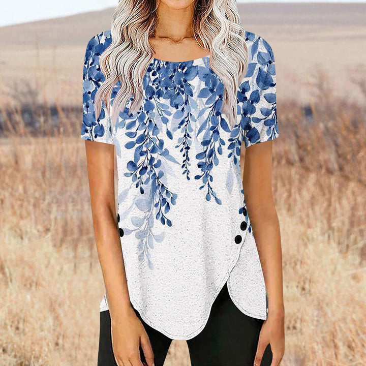 Women's blouse with a floral design and an asymmetrical hem Lune London