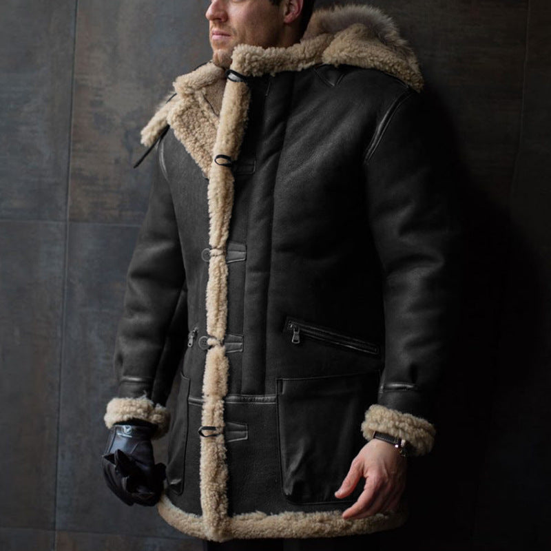 Lune London | Men's Sheepskin Coat with Hood and Practical Pockets