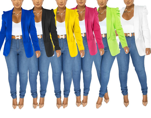 Ladies elegant blazer jacket with puff sleeves and fitted cut Lune London