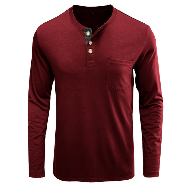 Men's long sleeve T-shirt with modern Henley collar and chest pocket Lune London