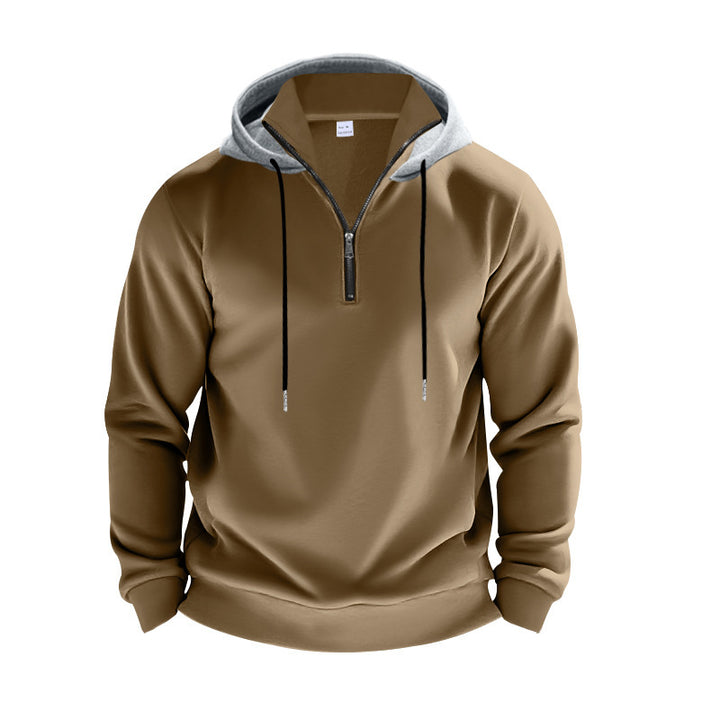 Men's hooded sweatshirt with half zipper and internal drawstring Lune London