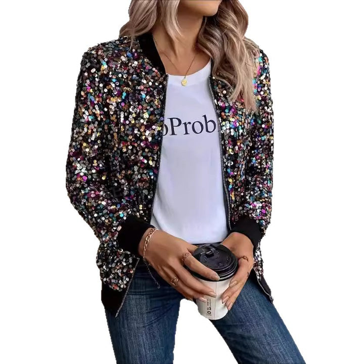 Ladies functional jacket with glittering sequin design and comfortable cuffs Lune London