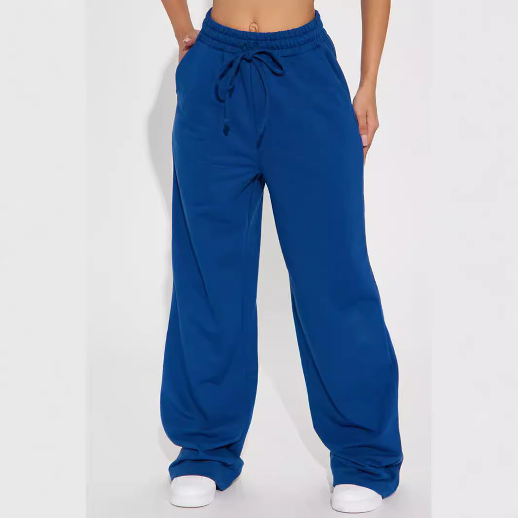Women's wide sweatpants with elastic waistband and drawstring Chic & Stil