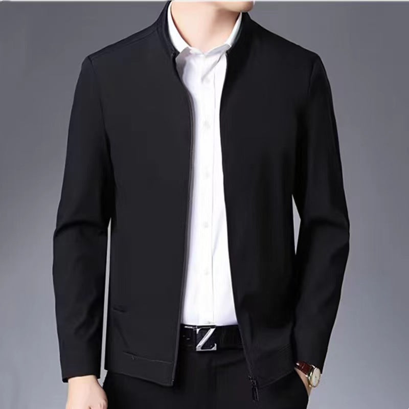 Casual men's transition jacket with high collar and practical zipper Lune London