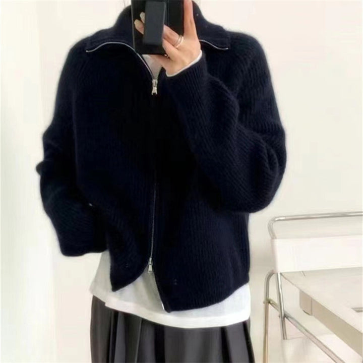 Pull-over tricot décontracté pour femmes avec un col haut et fermeture éclair Chic & Stil