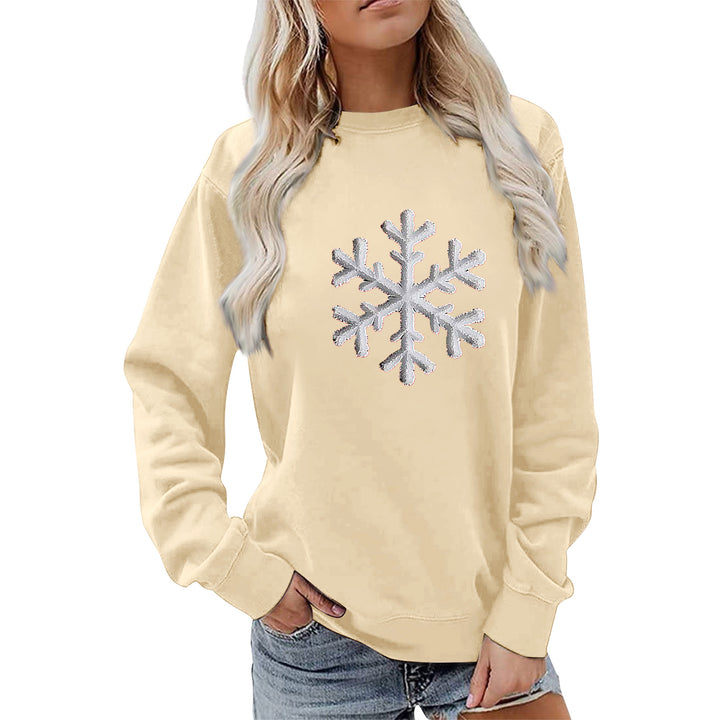 Sweat-shirt pour femmes avec design de flocon de neige brillant et coupe décontractée Chic & Stil