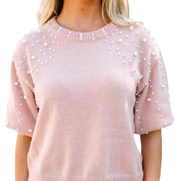 Ladies Elegant Knit Sweater with Bead Appliqués Lune London