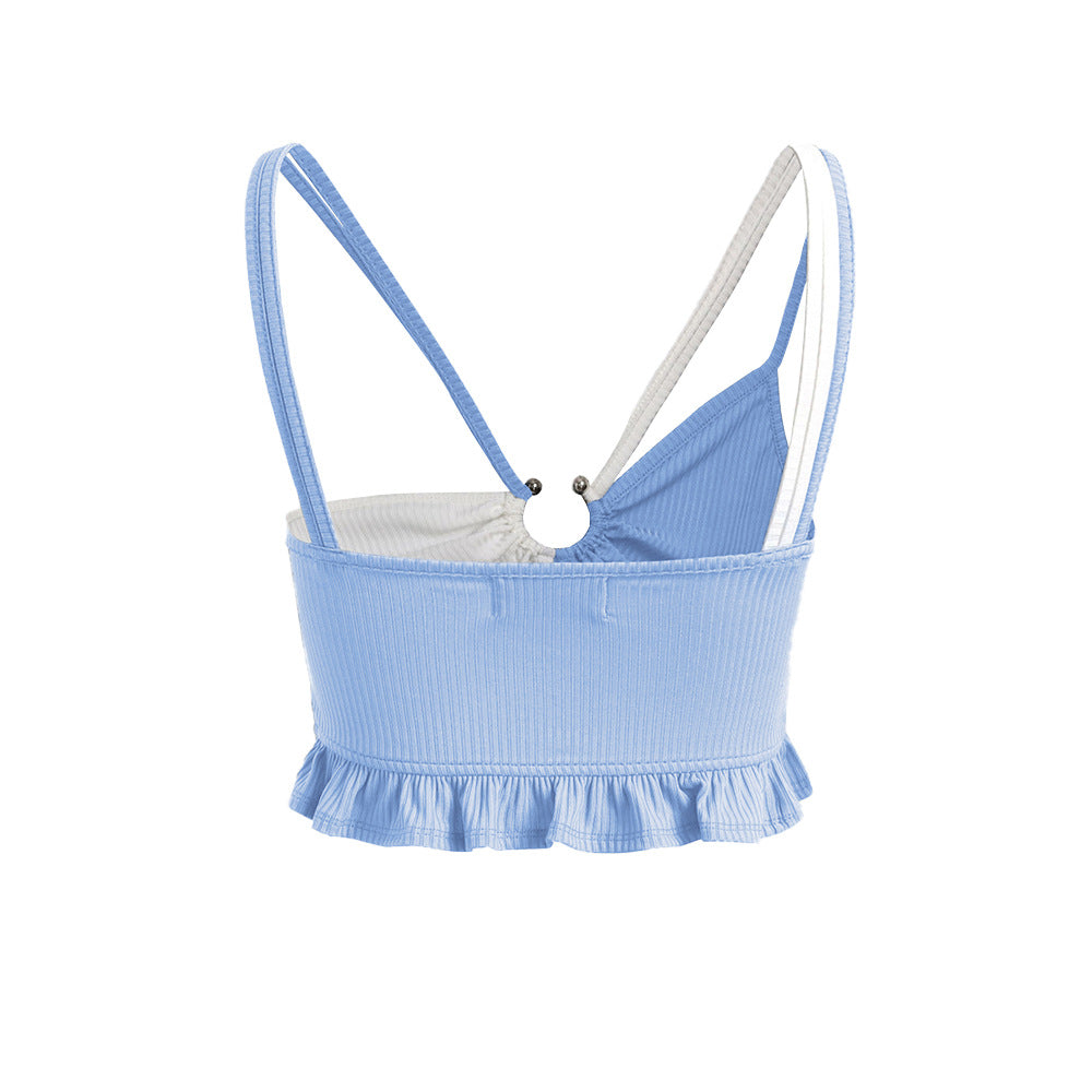 Short top for women with voluminous ruffles and adjustable straps Chic & Stil
