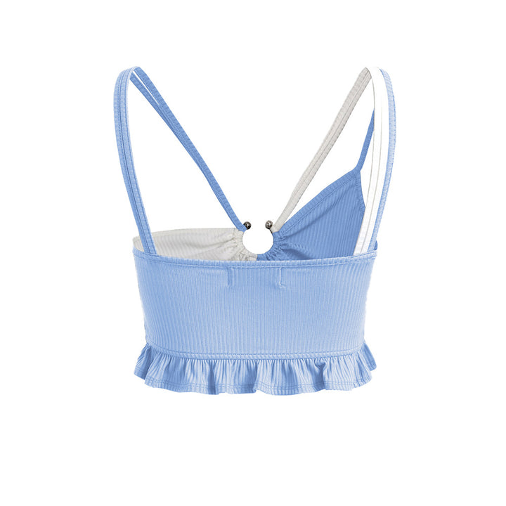 Short top for women with voluminous ruffles and adjustable straps Chic & Stil