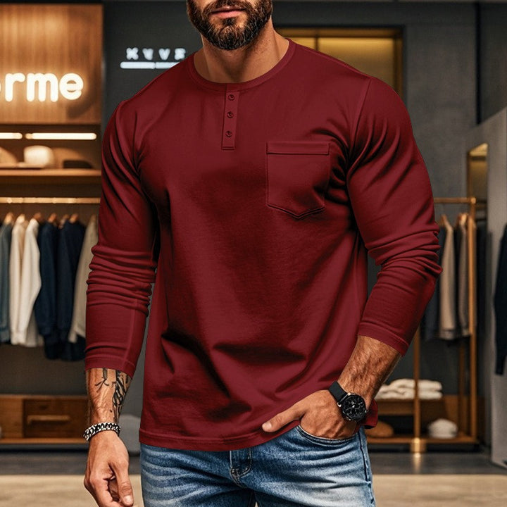 Long sleeve shirt for men with button placket and chest pocket Lune London