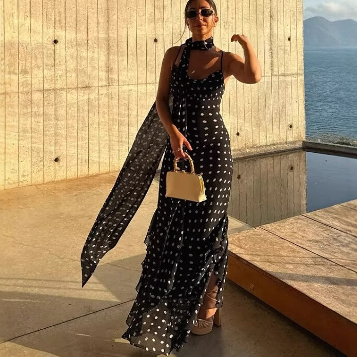 Summer dress for women with a playful polka dot design and a refined gathered hem Lune London