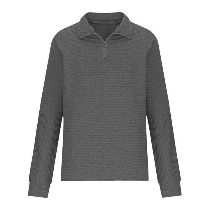 Waffle sweater with high collar and zip for women Lune London