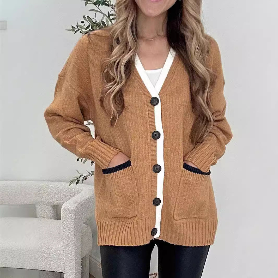 Women's knitted jacket with pockets and modern buttons Lune London