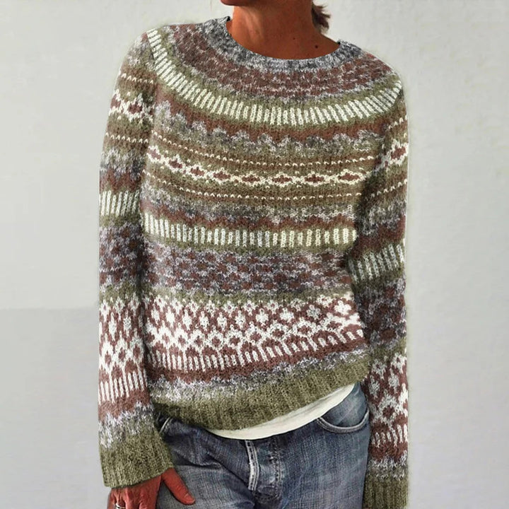 Pull tricoté confortable pour femmes avec un motif coloré et une coupe décontractée Chic & Stil