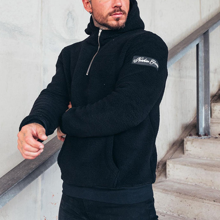Men's Fleece Hoodie with High Collar Lune London