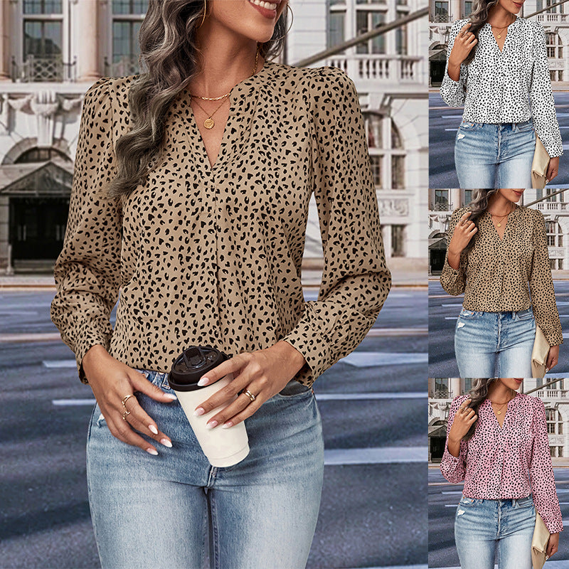 Women's blouse with modern polka dot design and elegant ruffles Lune London