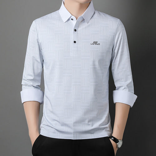 Long sleeve polo shirt for men with textured design Lune London