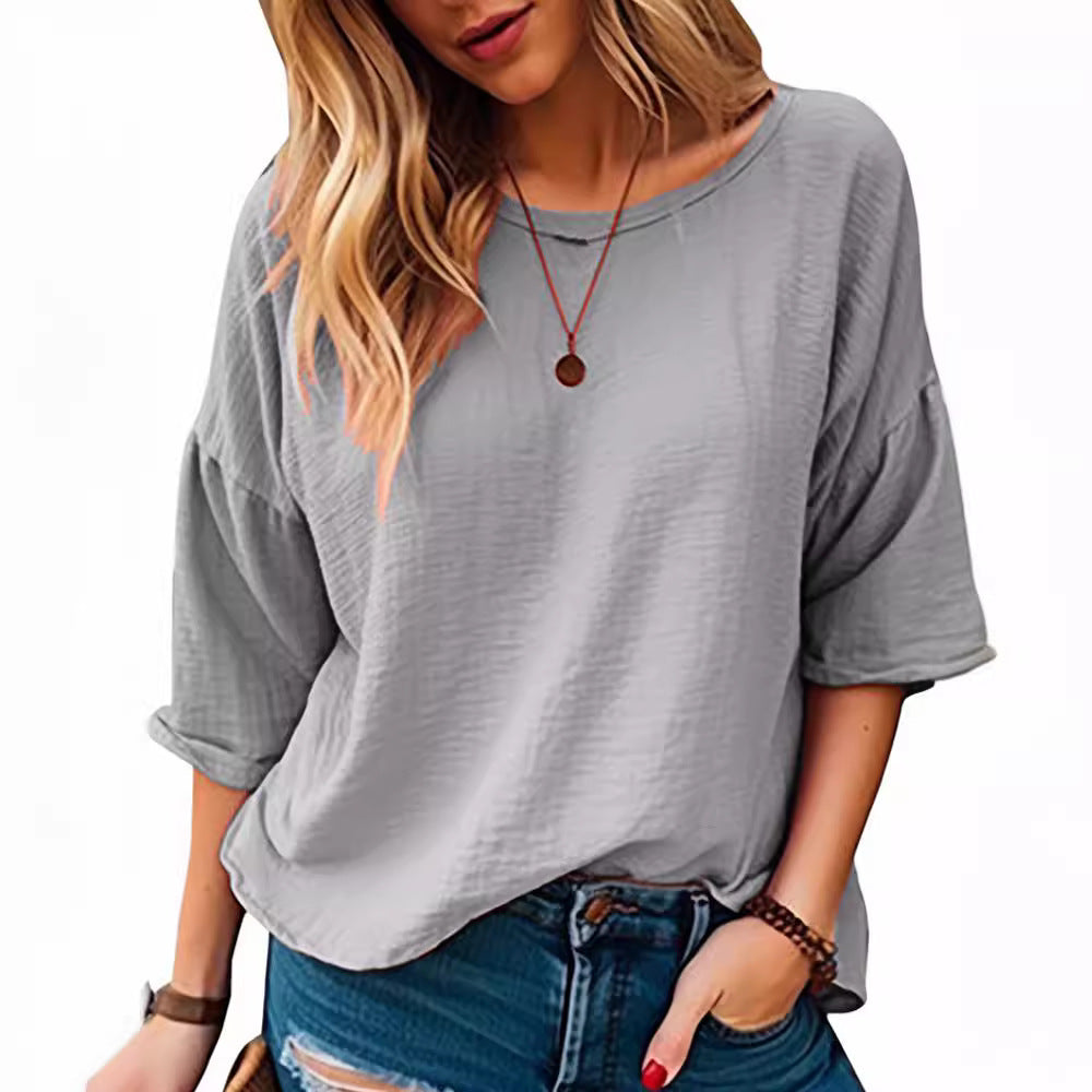 Oversized long sleeve shirt for women in soft textured material Lune London